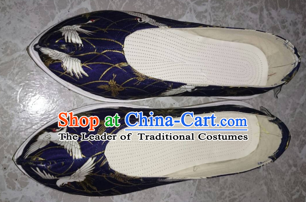 Handmade Chinese Ancient Crane Pattern Princess Shoes for Women and Girls