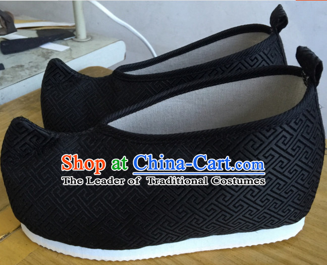 Black Chinese Ancient Handmade Traditional Bow Fabric Shoes