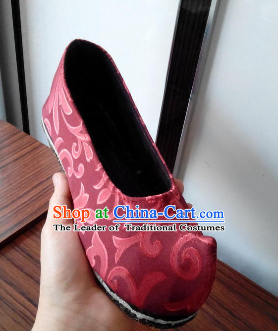 Chinese Ancient Handmade Traditional Bow Fabric Shoes for Women and Girls