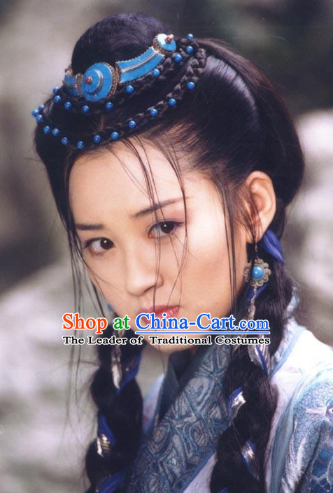 Ancient Chinese Swordswoman Hair Accessories and Wig Set