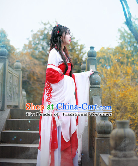 Top Chinese Ancient Red Princess Costumes and Hair Accessories Complete Set