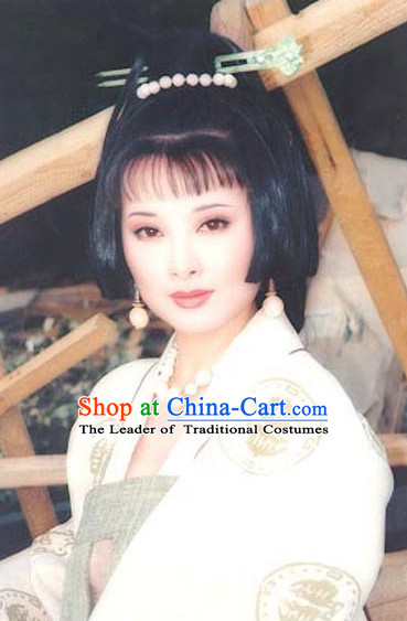 the Tang Dynasty Hairstyles Palace Princess Black Wigs and Hair Accessories for Women or Girls