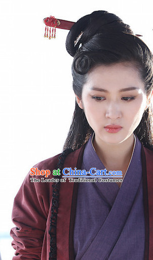 Ancient Chinese Beauties Fairy Black Wigs and Hair Styling Accessories Hair Clips Hairpins Jewelry