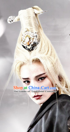 Ancient Chinese Beauties Moonlight Witch Female Long Black Wigs and Hair Styling Accessories Hair Clips Hairpins Jewelry