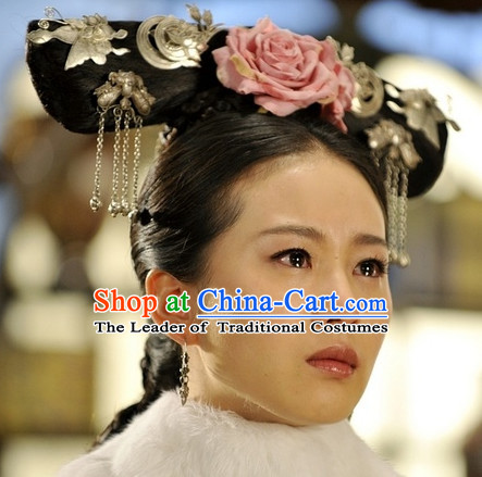 Qing Dynasty Imperial Palace Traditional Chinese Princess Style Black Long Wig Wigs and Hair Accessories for Women Girls