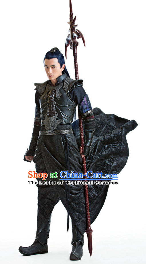 Ancient Chinese Style Superhero Armor Costumes Dress Authentic Clothes Culture Han Dresses Traditional National Dress Clothing and Headdress Complete Set
