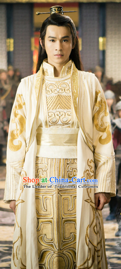 Ancient Chinese Style Emperor Costumes Dress Authentic Clothes Culture Han Dresses Traditional National Dress Clothing and Headpieces Complete Set for Men