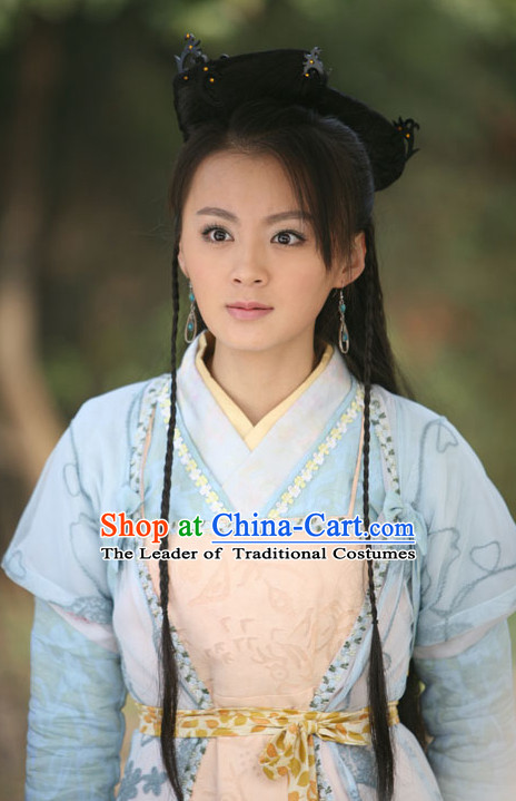 Traditional Chinese Lady Black Wigs and Hair Accessories Complete Set