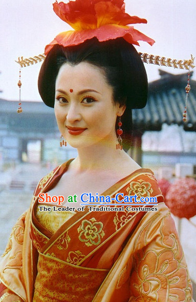 Traditional Ancient Asian Chinese Style Princess Black Wig and Hair Accessories Hairpin Headwear Complete Set