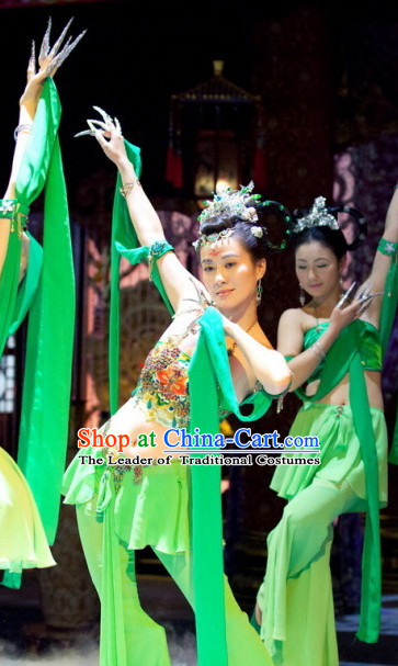 Traditional Chinese Ancient Style Classical Dancing Costumes Clothing and Headwear Complete Set for Women