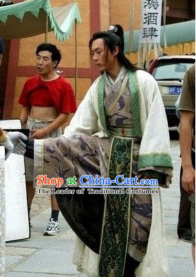 Ancient Chinese Style Swordsman Costumes Complete Set for Men Boys