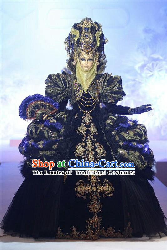 Asian Chinese Fashion Custom Tailored Custom Make Made to Order Chinese Style Fantasy Custom Made Professional Stage Performance Costumes and Hair Decoration Headwear Complete Set