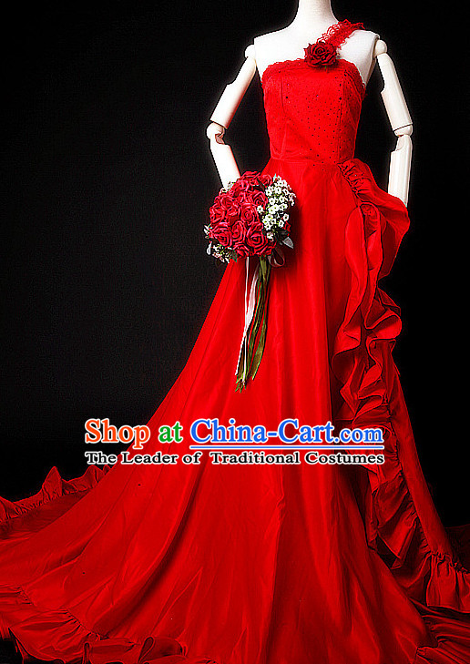 Chinese Old Style Wedding Dress Costumes Complete Set for Women