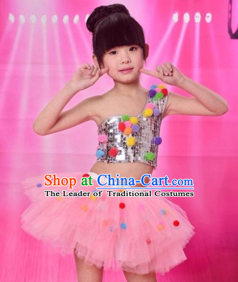 Chinese Cute Group Dance Dancing Costumes Complete Set for Girls