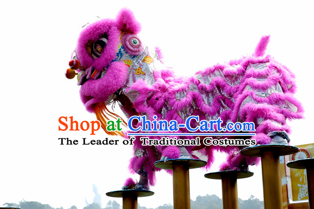 Purple Top Chinese Traditional Lion Dance Costumes Complete Set
