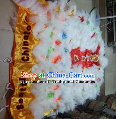 Chinese Traditional 100_ Natural Long Wool Lion Dancing Tail Pants Claws Set