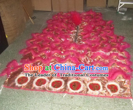 Chinese Traditional 100_ Natural Long Wool Lion Dance Tail Pants Claws Set