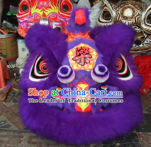 Purple Top Asian Chinese Lion Dance Troupe Performance Suppliers Pants Equipments Art Instruments Lion Tail Costume Complete Set for Adult Baby Children