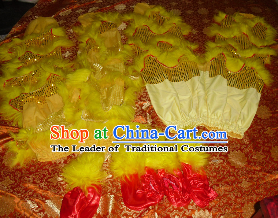 Yellow Top Asian Chinese Lion Dance Troupe Performance Suppliers Pants and Claws