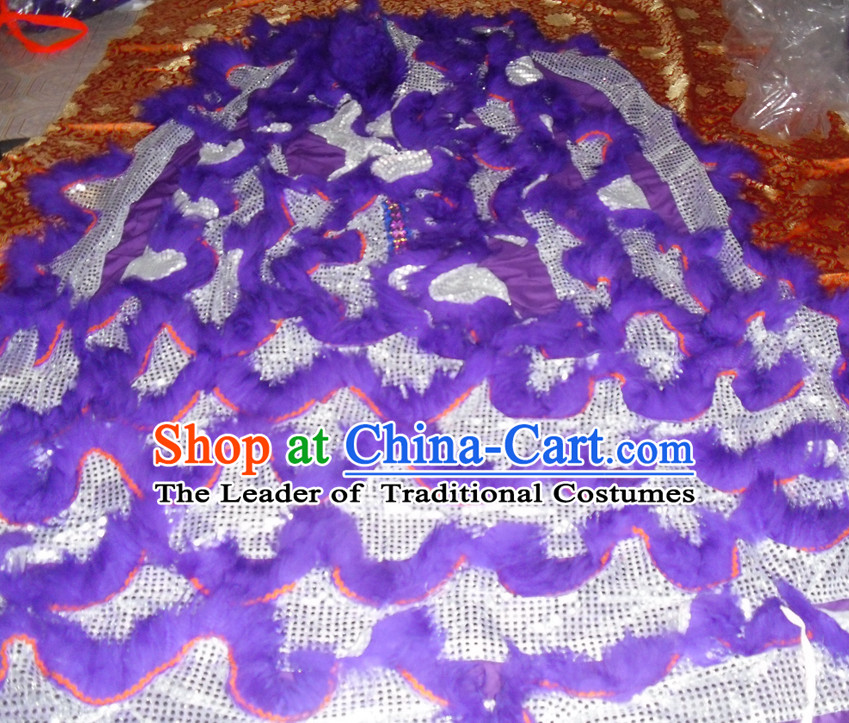 Purple Top Asian Chinese Lion Dance Troupe Performance Suppliers Pants Equipments Art Instruments Lion Tail Costume