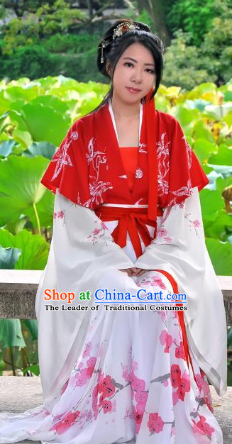 Ancient Chinese Clothing Dress Garment and Hair Accessories Complete Set for Women