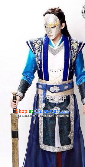 Ancient Chinese Superhero Zhao Zilong Fighter Costumes Garments Complete Set for Men