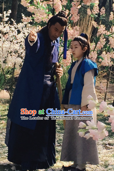 Ancient Chinese Young Men Male Hanfu Dresses Complete Set for Kids