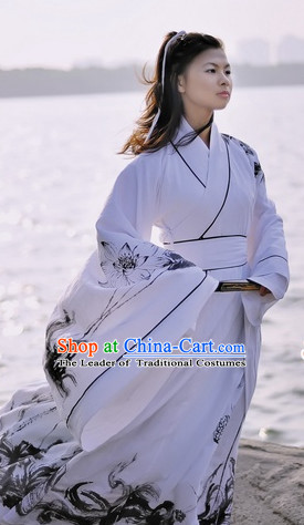 Ancient Chinese Clothing Dress Garment and Hair Accessories Complete Set for Women