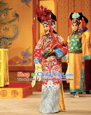 Chinese Beijing Opera Empress Costume and Hair Accessories Complete Set for Women