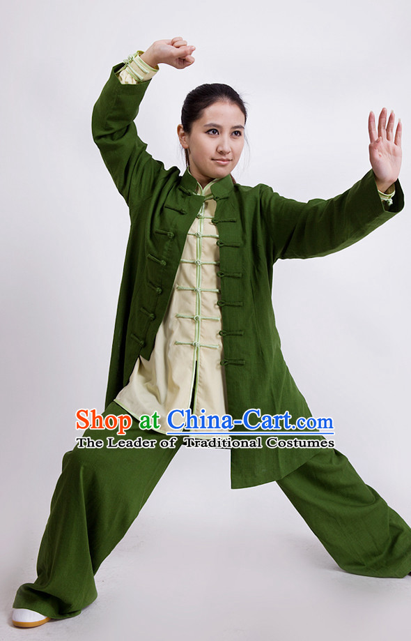Long Chinese Traditional Mandarin Martial Arts Tai Chi Kung Fu Gong Fu Competition Championship Jacket Suits Three Pieces Uniforms for Men Women Children