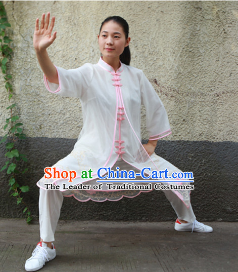 Long Chinese Traditional Mandarin Martial Arts Tai Chi Kung Fu Gong Fu Competition Championship Three Pieces Suits Uniforms for Men Women Children