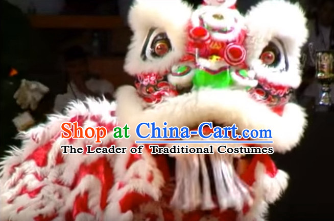 Chinese Classical Style Red Fut San Lion Dance Equipments Complete Set