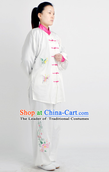 Chinese Traditional Style Martial Arts Summer Wear Kung Fu Embroidered Uniforms for Men Women Children