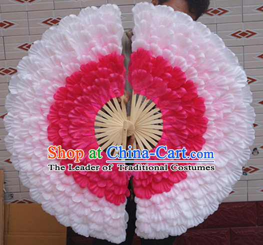 Peacock Shape Peony Flower Eight Layers Dance Fan