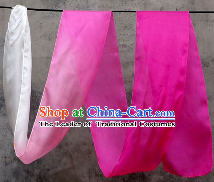 Top 3 Meters Pure Silk White to Pink Color Changing Colr Change Dance Ribbon Dancing Ribbons