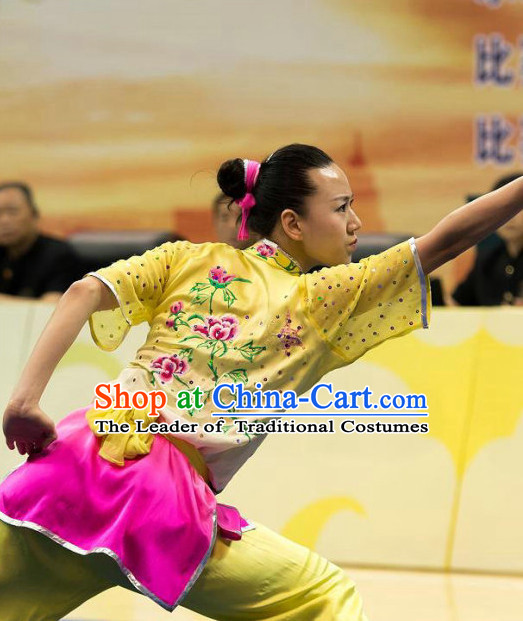 Top Kung Fu Competition Championship Uniforms Pants Suit Taekwondo Apparel Karate Suits Attire Robe Championship Costume Chinese Kungfu Jacket Wear Dress Uniform Clothing Taijiquan Shaolin Chi Gong Taichi Suits for Men Women Kids