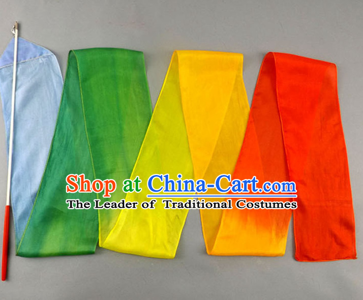 Top 3 Meters Pure Silk Colour Change Color Changing Colour Transition Dance Ribbon Dancing Ribbons for Adults or Kids