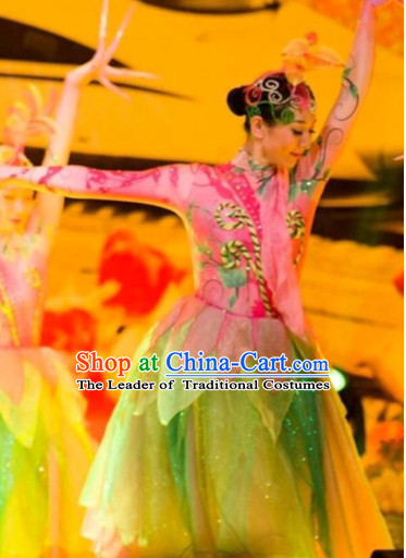 Chinese Classical Dancing Suits Dancewear Costumes Dancer Costumes Girls Dance Costumes Chinese Dance Clothes Traditional Chinese Clothes and Headwear Complete Set