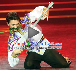 Chinese Xinjiang Dancing Outfits Dancewear Costumes Dancer Costumes Dance Costumes Chinese Dance Clothes Traditional Chinese Clothes Complete Set for Men