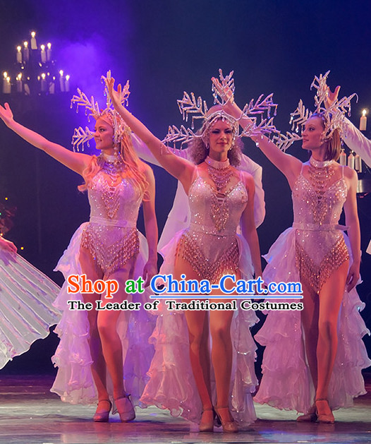 Christmas Celebration Dancing Dancewear Costumes Dancer Costumes Dance Costumes Chinese Dance Clothes Traditional Chinese Clothes Complete Set for Women