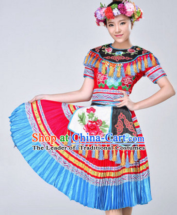 Chinese Stage Ethnic Dancing Dancewear Costumes Dancer Costumes Dance Costumes Chinese Dance Clothes Traditional Chinese Clothes Complete Set for Women Children