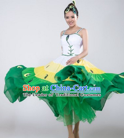 Chinese Stage Jasmine Flower Dancewear Costumes Dancer Costumes Dance Costumes Chinese Dance Clothes Traditional Chinese Clothes Complete Set for Women Children