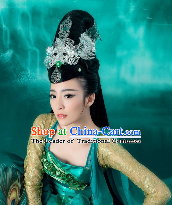 Chinese Classical Princess Silver Headwear Headwear and Long Wigs