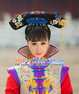 Chinese Classical Princess Queen Hair Jewelry Headwear Headdress and Long Wigs