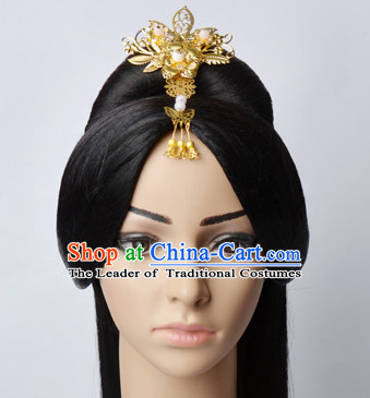 Chinese Classical Princess Queen Empress Hair Jewelry Headwear Headdress and Long Wigs