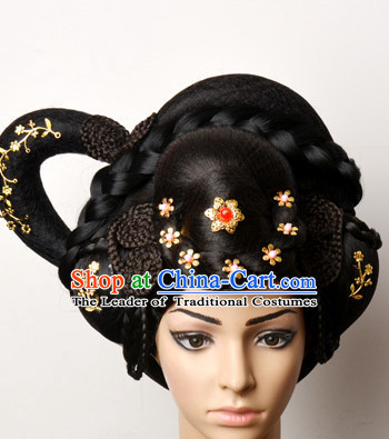 Chinese Ancient Classical Princess Queen Empress Hair Jewelry Headwear Headdress and Long Wigs