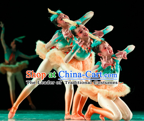 Chinese Traditional Bird Dance Costumes and Headwear Complete Set for Kids