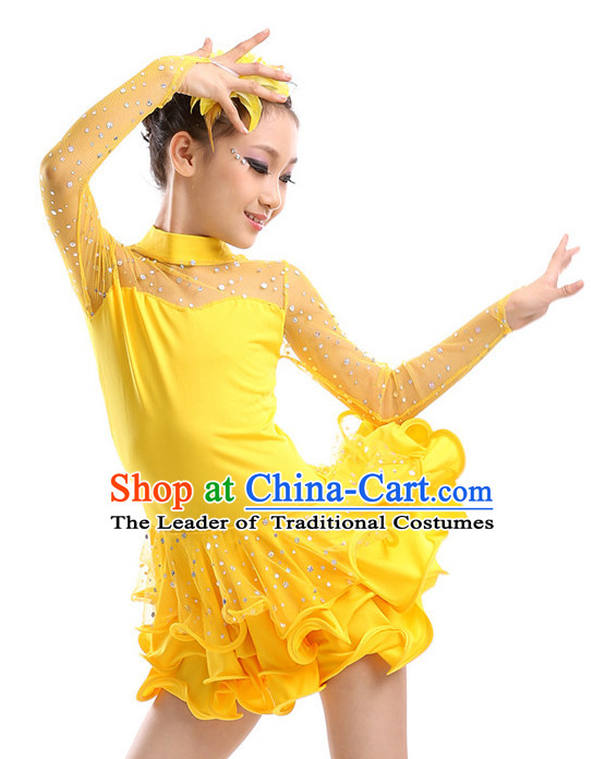 Chinese Modern Dance Costumes Complete Set for Kids Girls