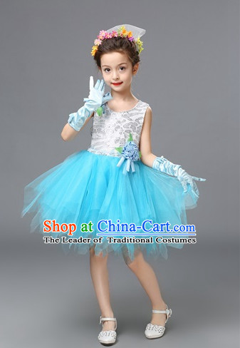 Chinese Primary School Students Dance Outfits Costumes Complete Set for Kids Girls