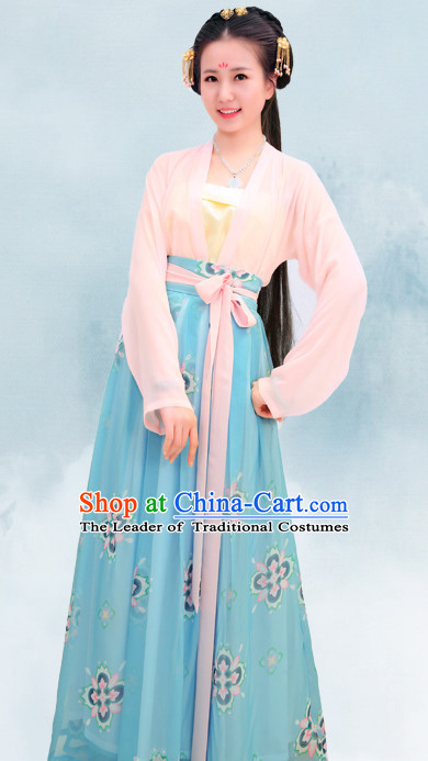 Top Chinese Han Dynasty Beauty Princess Hanfu Clothing Chinese Hanfu Costume Hanfu Dress Ancient Chinese Costumes and Hair Jewelry Complete Set for Women Girls Children